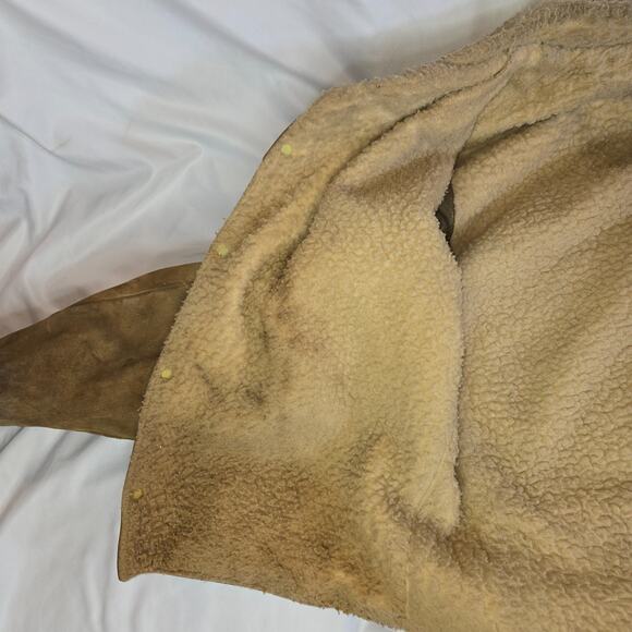 Vintage Distressed Suede Coat Delong Halloween Costume Prop Size 40 Brown - Picture 13 of 16
